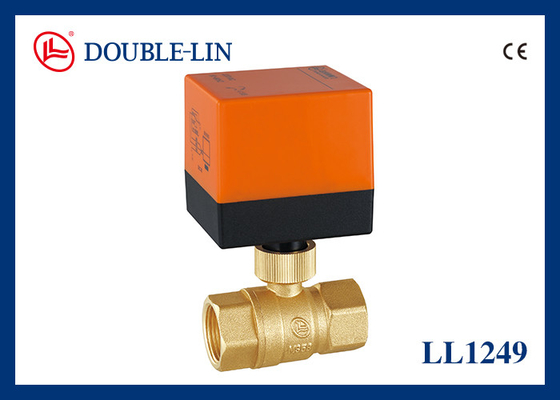 2-Way Brass Ball Valve dengan Aktuator Listrik 232 psi Tekanan Kerja DIN259 Thread