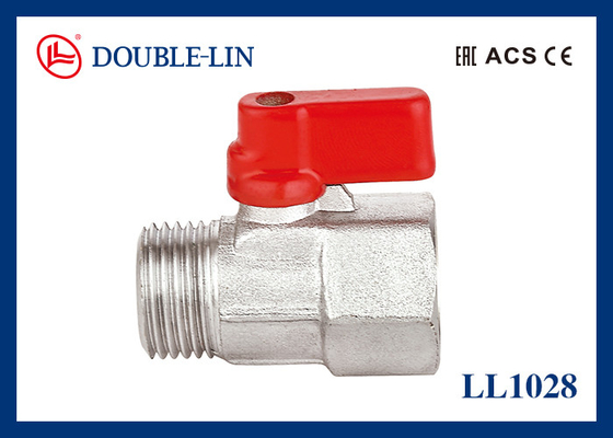 Pria X Wanita 25 Bar Kuningan Mini Ball Valve Dengan Nikel Plated