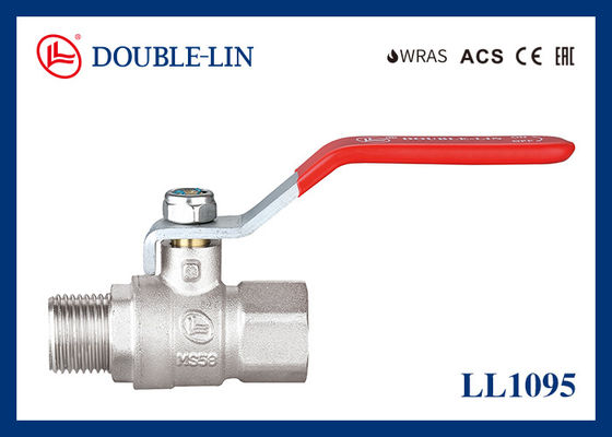 1/4 " sampai 2 " Pria X Wanita Benang Panjang 25 Bar Kuningan Ball Valve Dengan Flat Lever Handle
