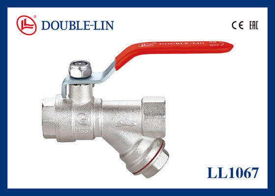 16 Bar Wanita X Wanita Kuningan Ball Valves Dengan Y Strainer
