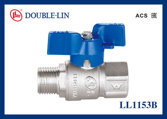 DZR 1/2" sampai 1" Wanita X Wanita 25 Bar Brass Ball Valve Long Thread dengan T Handle