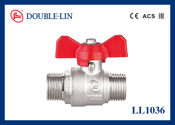 1/4 " sampai 1 " Pria X Pria 25 Bar Brass Ball Valve Dengan T Handle