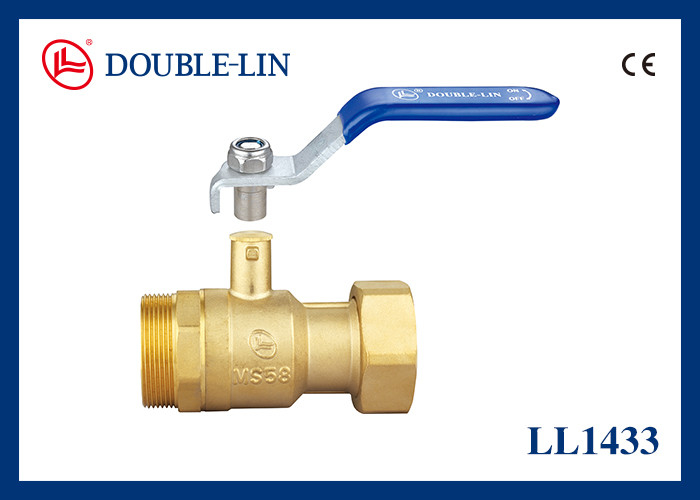 Full Flow 3 4 Brass Ball Valve Threaded Rotating Female Nut / Male Lockable Handle