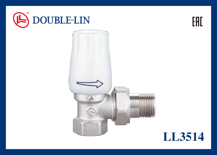 Ukuran katup radiator sudut 1/2" 3/4" ISO228 Thread 32°F sampai 248°F Suhu kerja