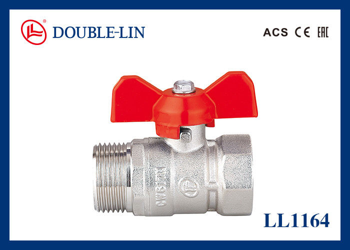 1/2 " sampai 1 " Pria X Wanita Dampak Rendah 16 Bar Brass Ball Valve Dengan T Handle