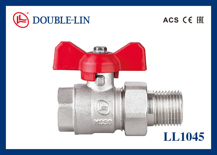 1/2 " hingga 1 1/4 " Pria X Wanita 25 Bar Kuningan Ball Valve Dengan Rotate Nut Dengan T Handle